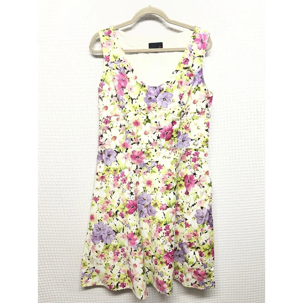 Vtg Scarlett Floral Crew Neck‎ Sleeveless Dress Size 7/8 Multicolor Cottagecore